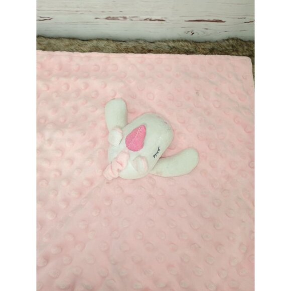 Crevent Soft Pink Unicorn Baby Security Blanket‎ Lovey Plush Head Dotted Texture - Picture 7 of 9
